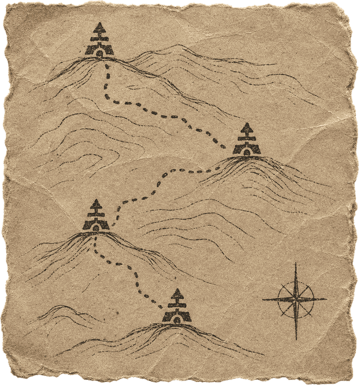 Hand-drawn trail map with cairn markers